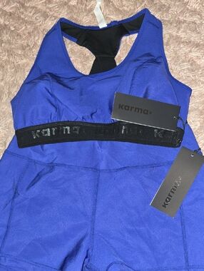 Karma Royal Blue Racerback Bra and High-Waist Shorts Set